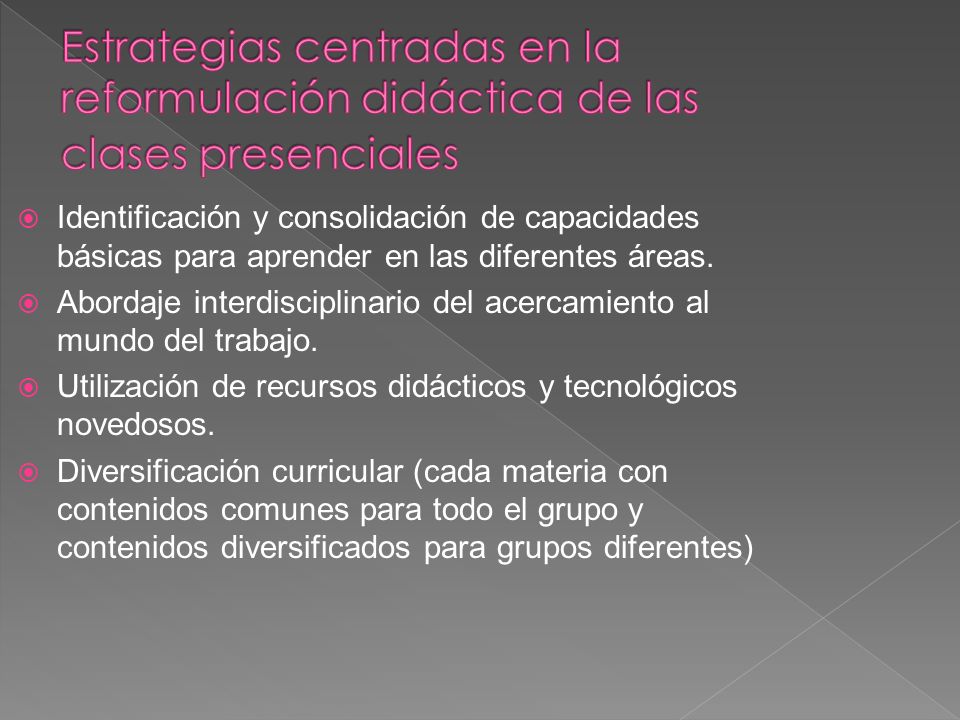 Estrategias centradas en la reformulación didáctica de las clases presenciales