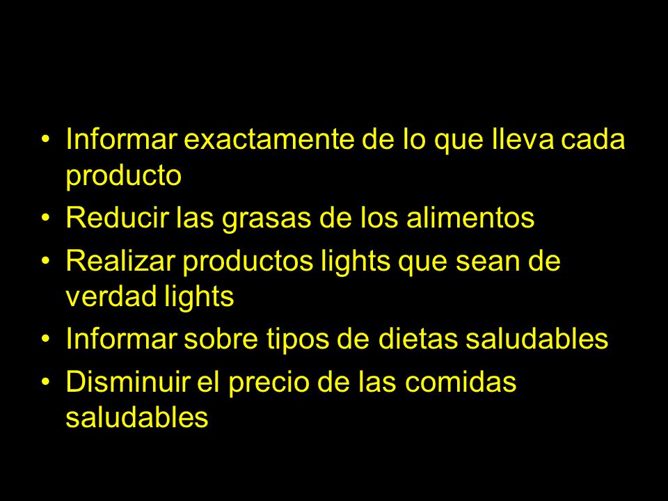 Informar exactamente de lo que lleva cada producto
