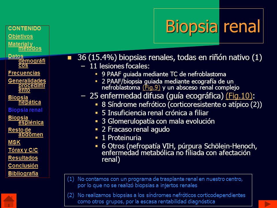 Biopsia renal 36 (15.4%) biopsias renales, todas en riñón nativo (1)