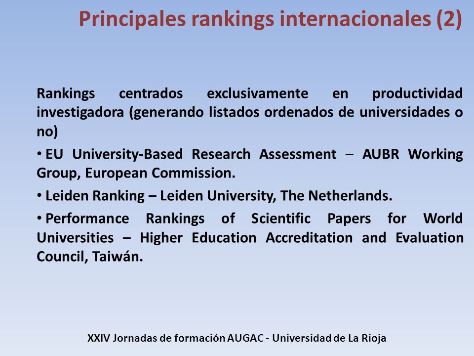 XXIV Jornadas de formación AUGAC - Universidad de La Rioja