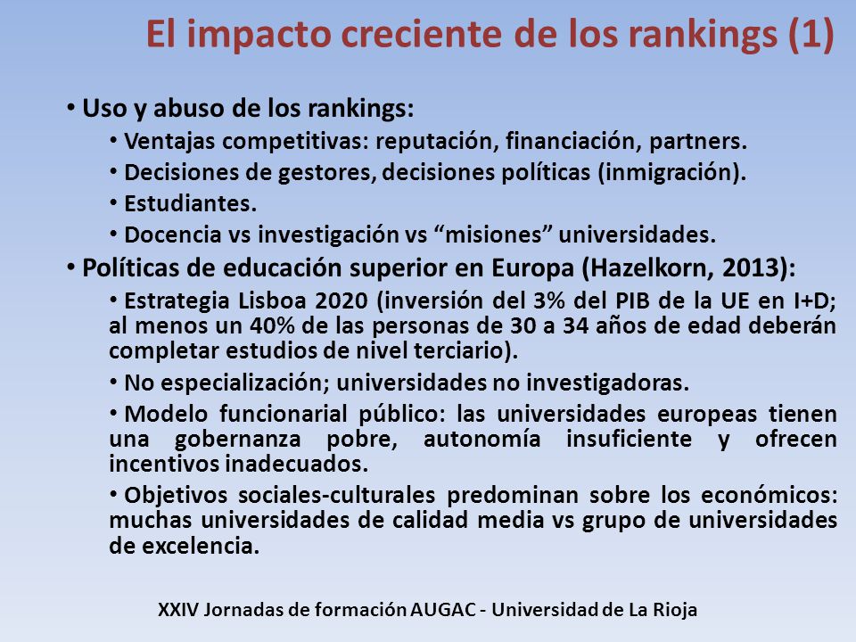 XXIV Jornadas de formación AUGAC - Universidad de La Rioja