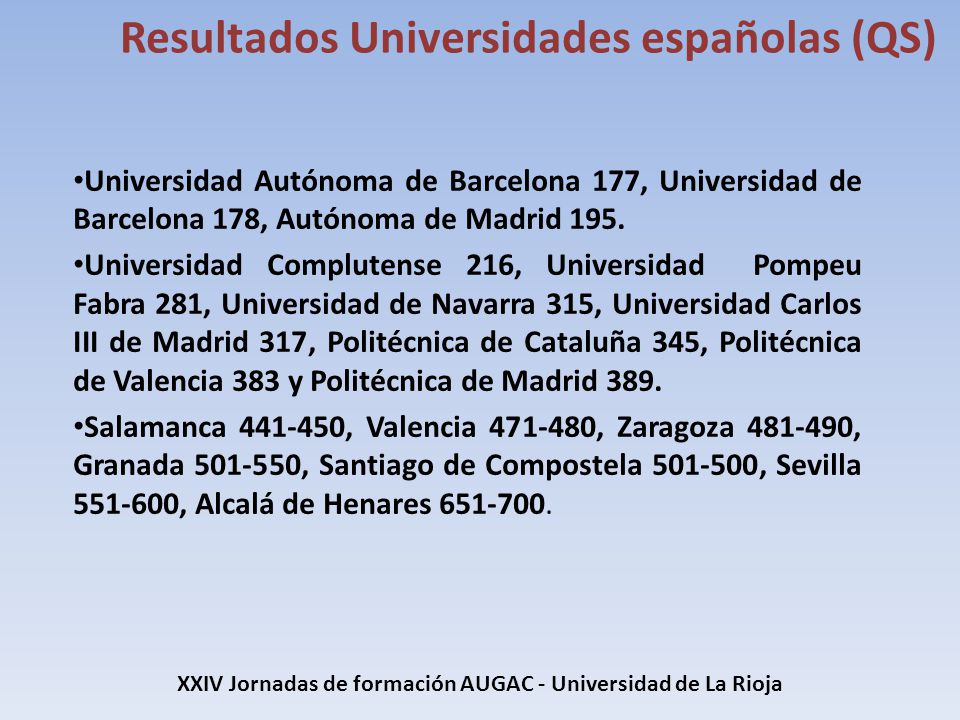 XXIV Jornadas de formación AUGAC - Universidad de La Rioja