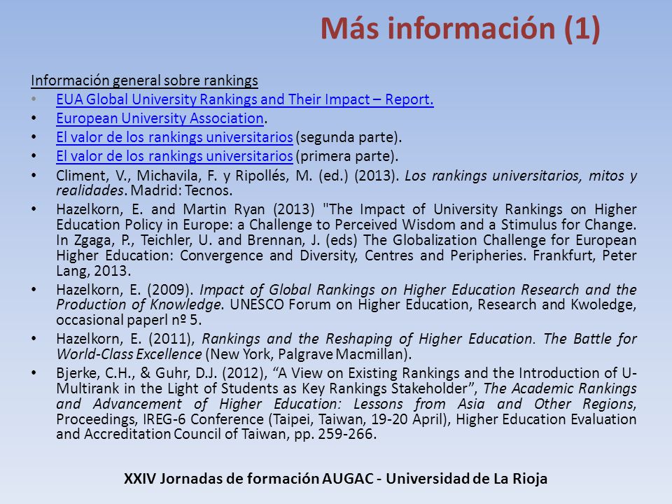 XXIV Jornadas de formación AUGAC - Universidad de La Rioja