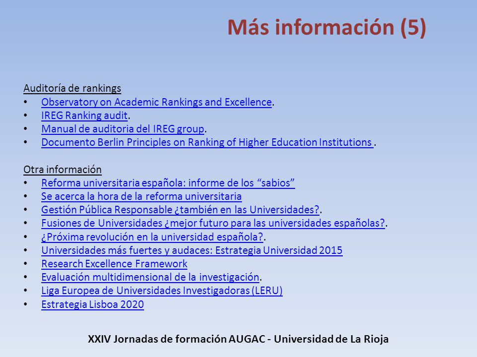 XXIV Jornadas de formación AUGAC - Universidad de La Rioja