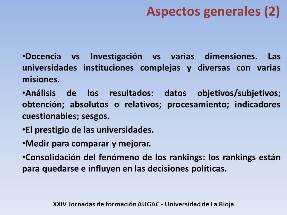 XXIV Jornadas de formación AUGAC - Universidad de La Rioja