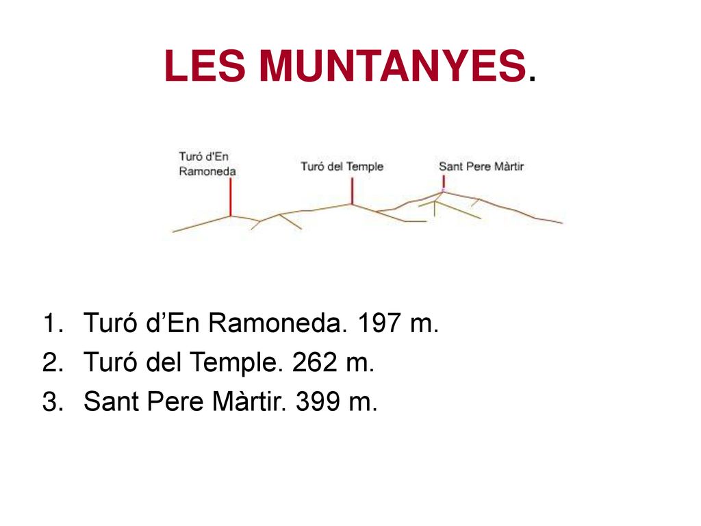 LES MUNTANYES. Turó d’En Ramoneda. 197 m. Turó del Temple. 262 m.