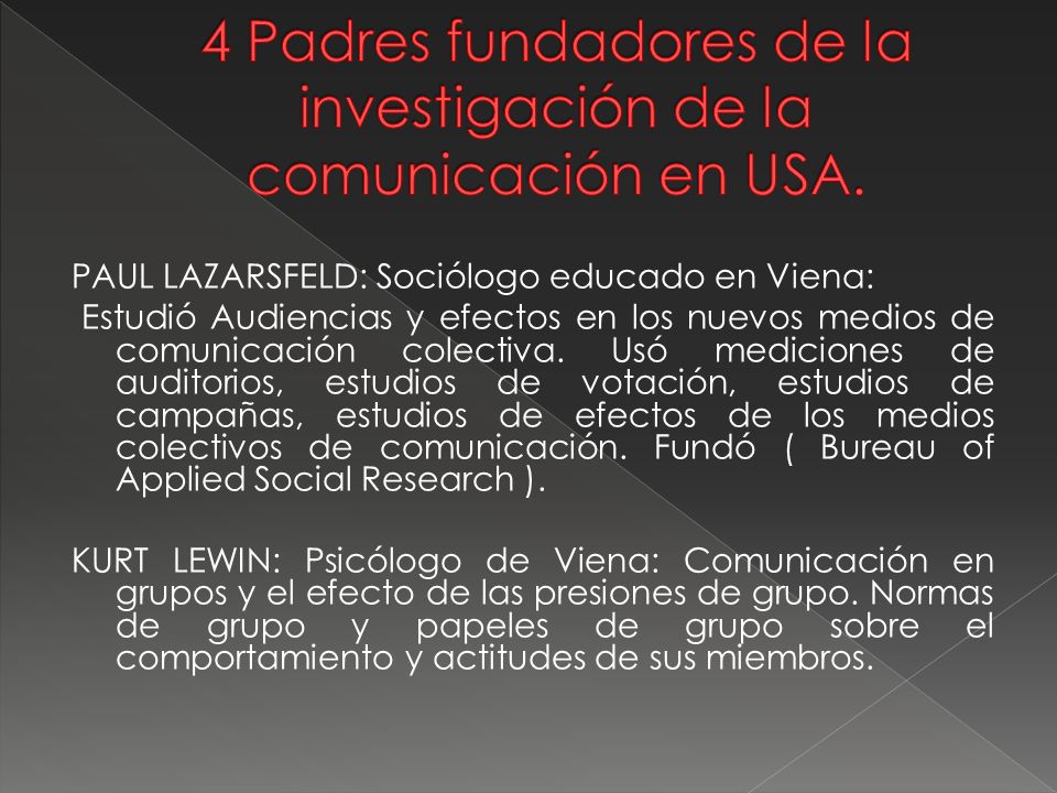 4 Padres fundadores de la investigación de la comunicación en USA.