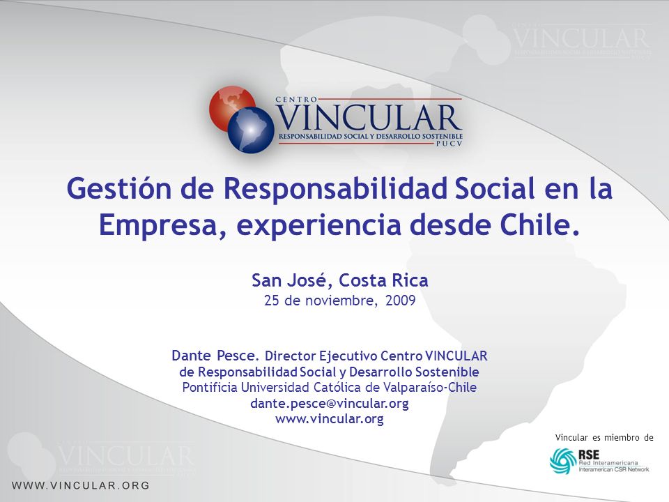 Gestión de Responsabilidad Social en la Empresa, experiencia desde Chile.