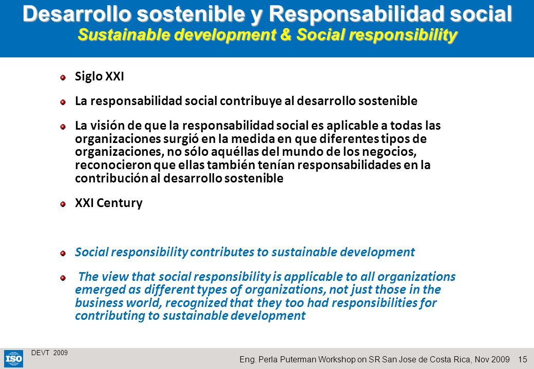 Desarrollo sostenible y Responsabilidad social Sustainable development & Social responsibility