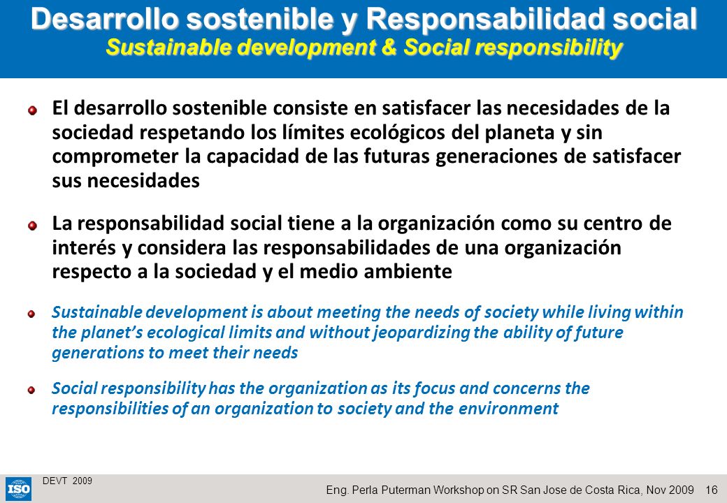 Desarrollo sostenible y Responsabilidad social Sustainable development & Social responsibility
