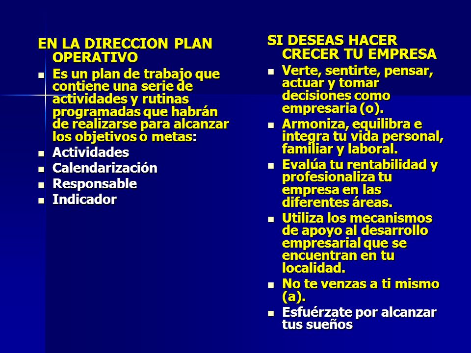 SI DESEAS HACER CRECER TU EMPRESA EN LA DIRECCION PLAN OPERATIVO