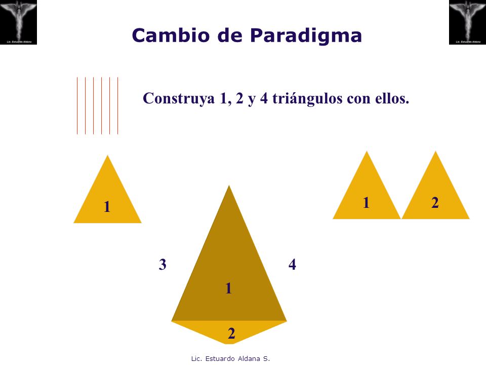 Cambio de Paradigma Construya 1, 2 y 4 triángulos con ellos