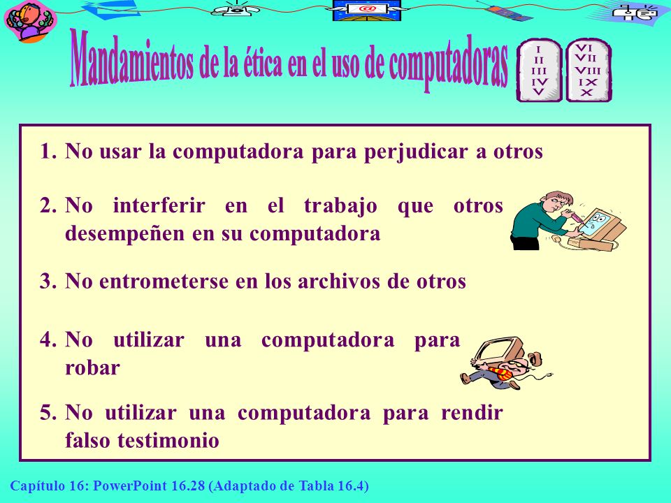 Mandamientos de la ética en el uso de computadoras