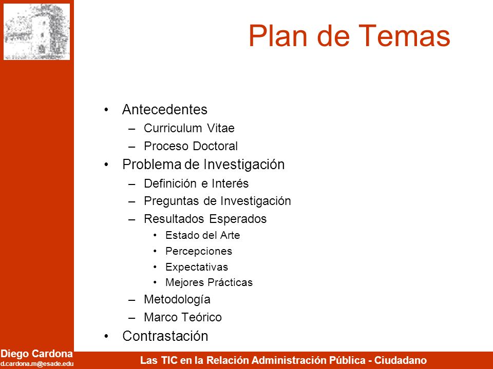 Plan de Temas Antecedentes Problema de Investigación Contrastación