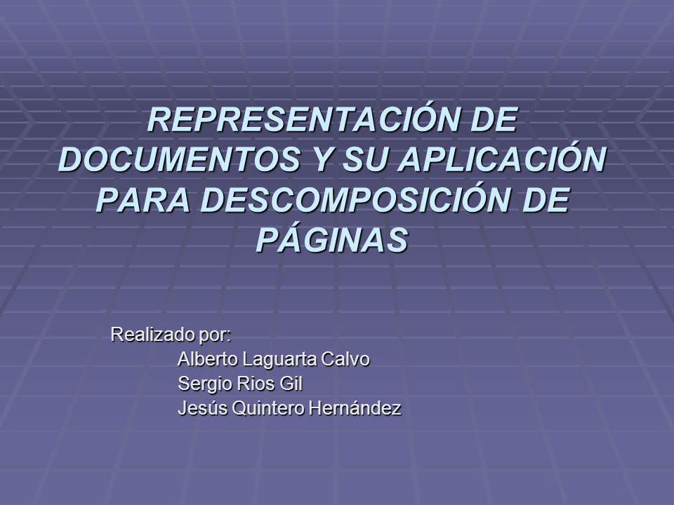 REPRESENTACIÓN DE DOCUMENTOS Y SU APLICACIÓN PARA DESCOMPOSICIÓN DE PÁGINAS