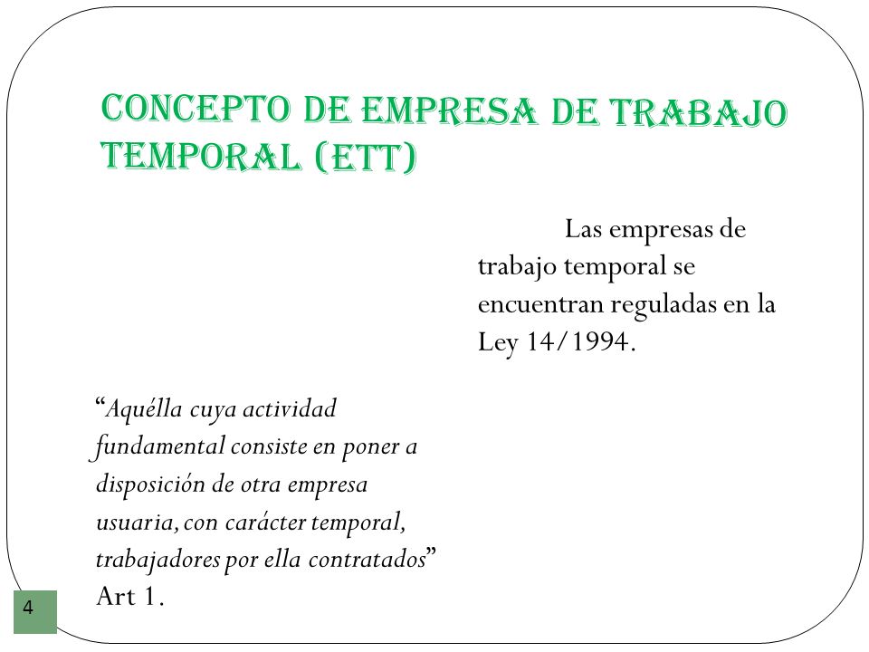 Concepto de Empresa de Trabajo Temporal (ETT)