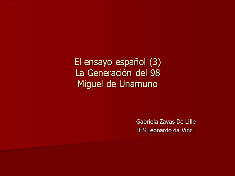 El ensayo español (3) La Generación del 98 Miguel de Unamuno