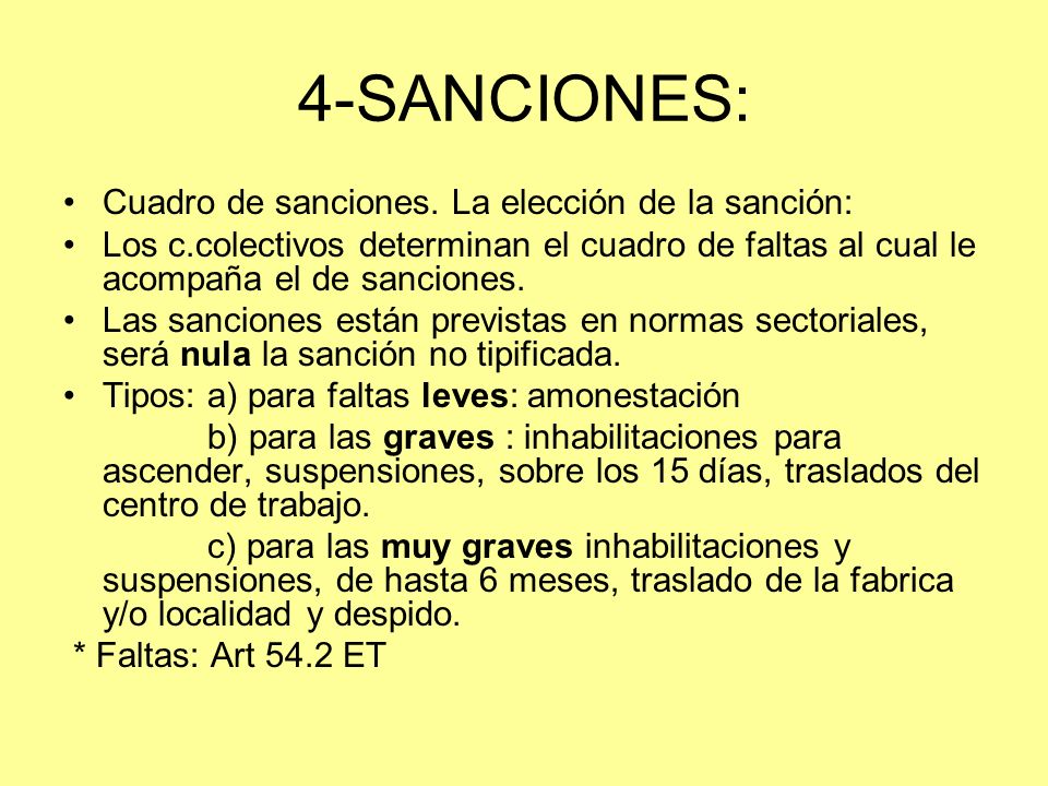 4-SANCIONES: Cuadro de sanciones. La elección de la sanción: