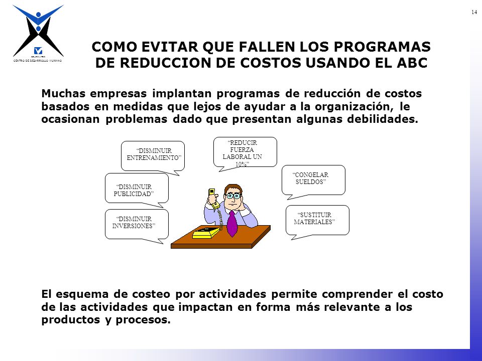 COMO EVITAR QUE FALLEN LOS PROGRAMAS DE REDUCCION DE COSTOS USANDO EL ABC