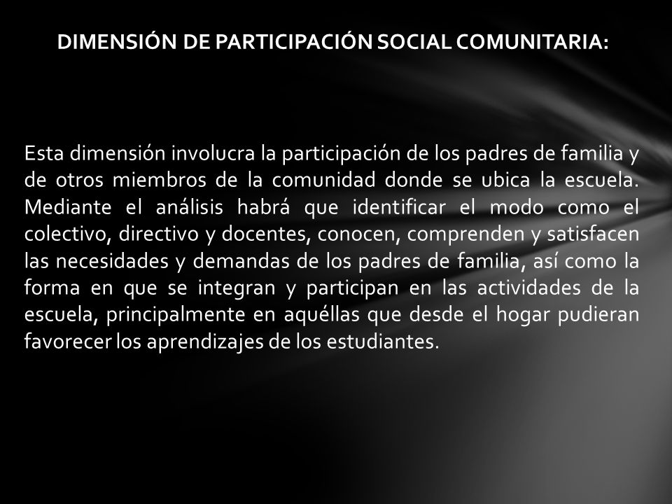 DIMENSIÓN DE PARTICIPACIÓN SOCIAL COMUNITARIA: