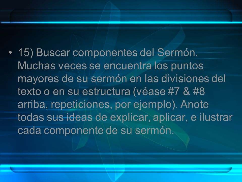 15) Buscar componentes del Sermón