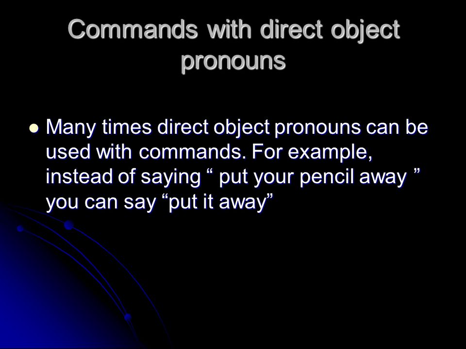 Commands with direct object pronouns