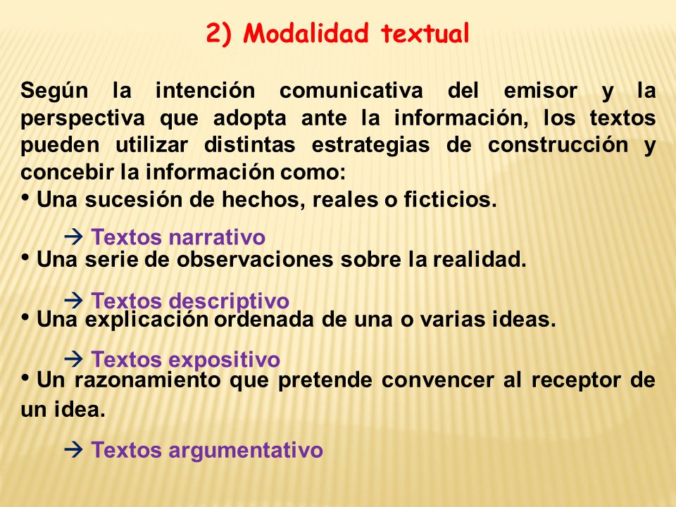 2) Modalidad textual