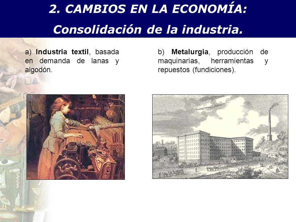 2. CAMBIOS EN LA ECONOMÍA: Consolidación de la industria.
