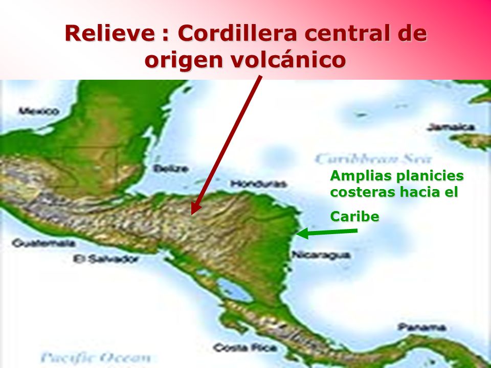 Relieve : Cordillera central de origen volcánico
