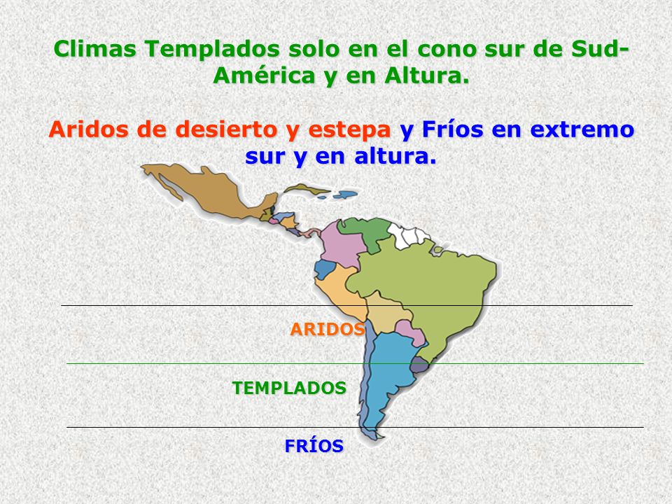 Climas Templados solo en el cono sur de Sud- América y en Altura