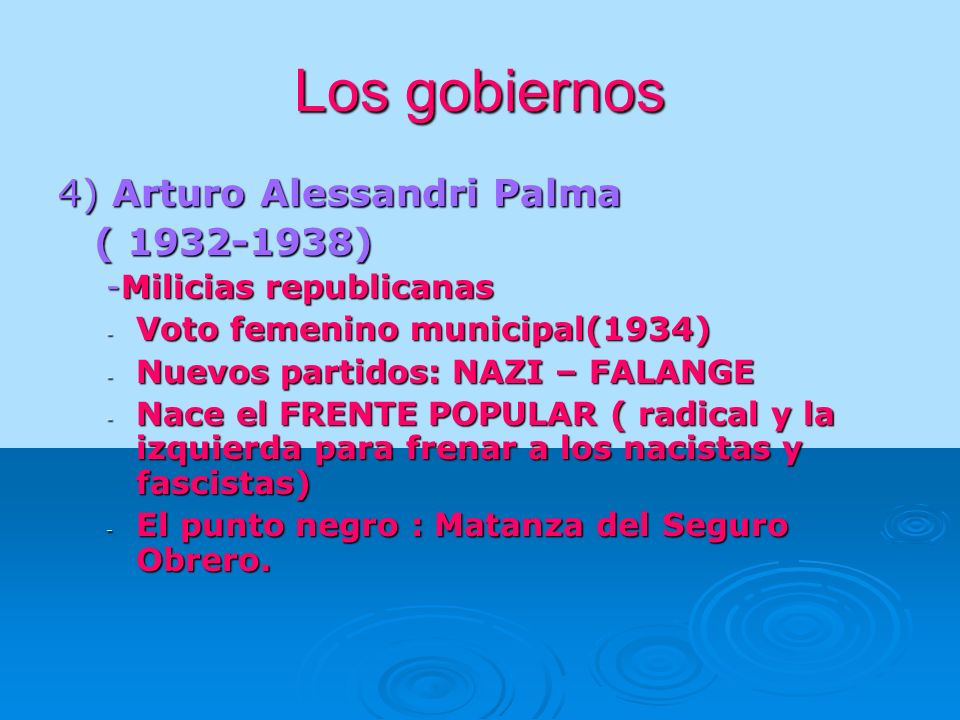 Los gobiernos 4) Arturo Alessandri Palma ( )