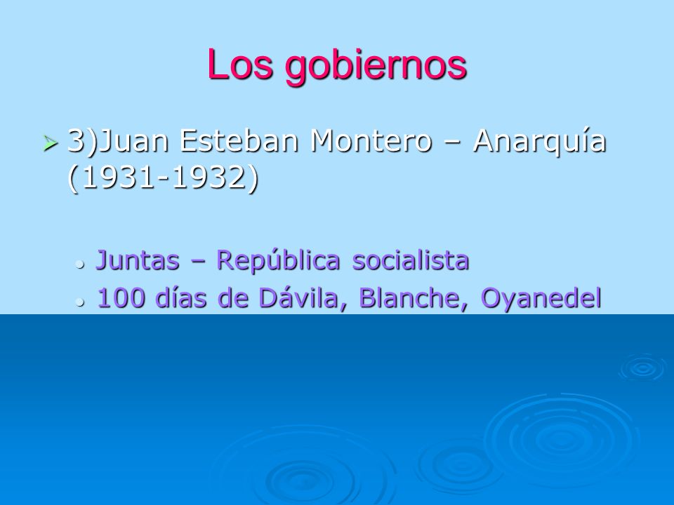 Los gobiernos 3)Juan Esteban Montero – Anarquía ( )