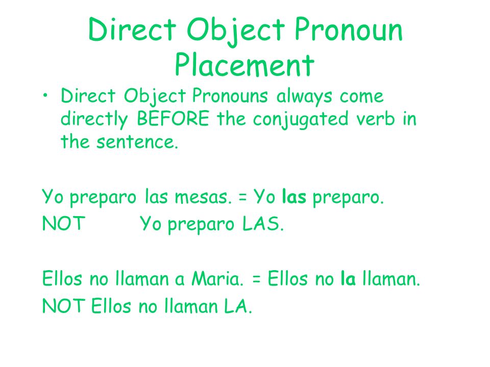 Direct Object Pronoun Placement