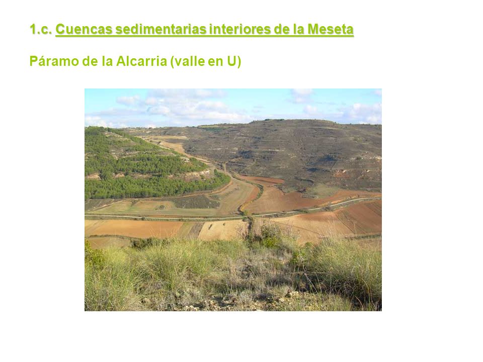 1.c. Cuencas sedimentarias interiores de la Meseta Páramo de la Alcarria (valle en U)