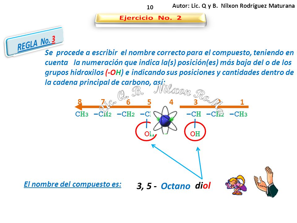 Lic. Q. B. Nilxon RoMa Ejercicio No. 2 REGLA No. 3 3, 5 - Octano diol