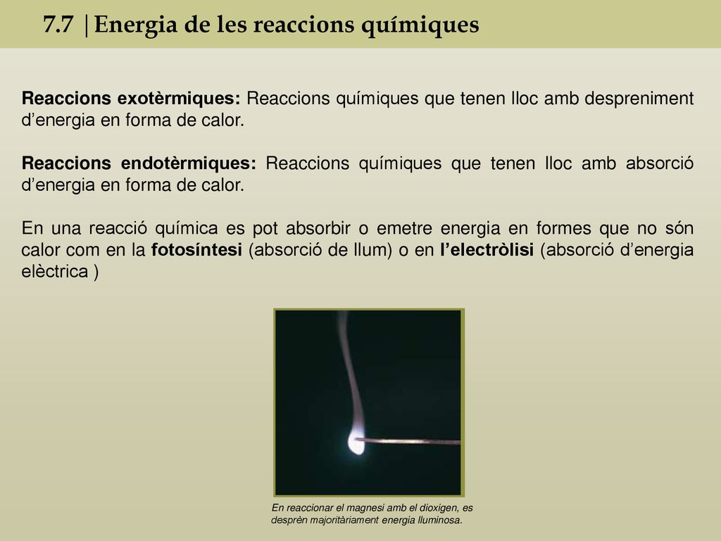 7.7 |Energia de les reaccions químiques