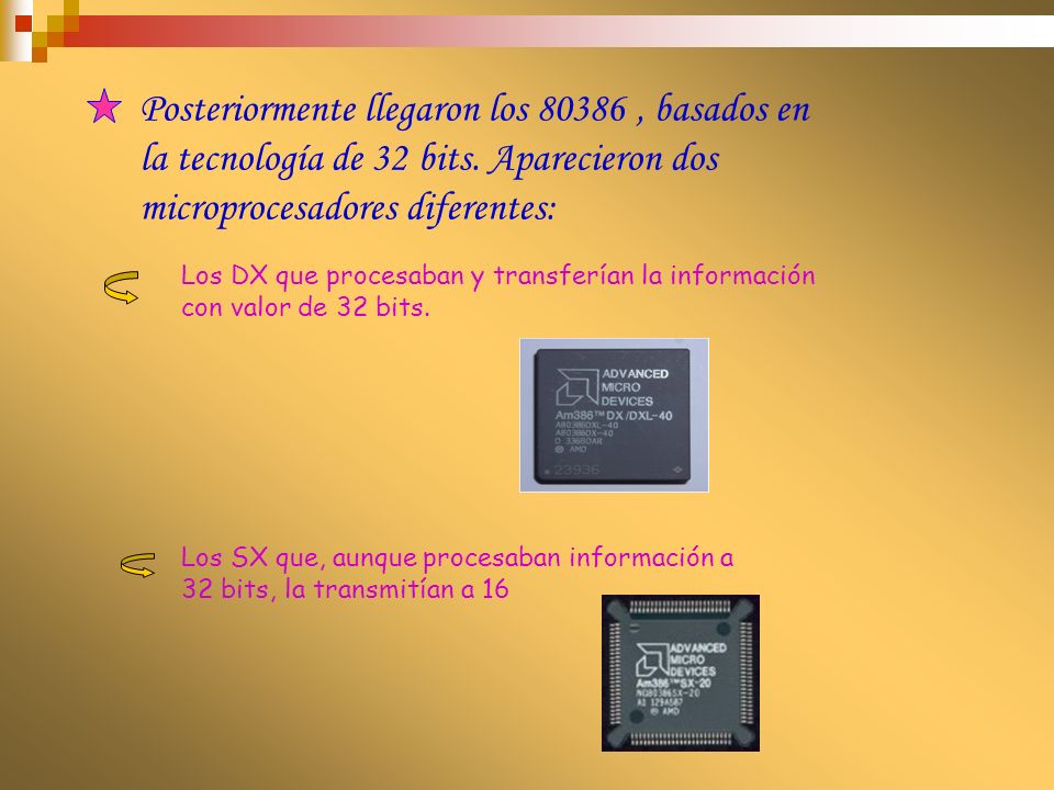 Posteriormente llegaron los , basados en la tecnología de 32 bits. Aparecieron dos microprocesadores diferentes: