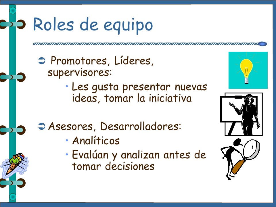 Roles de equipo Promotores, Líderes, supervisores: