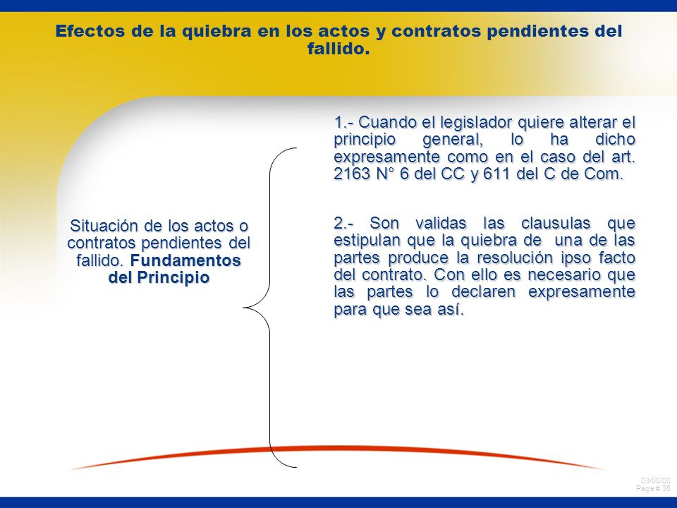 Efectos de la quiebra en los actos y contratos pendientes del fallido.