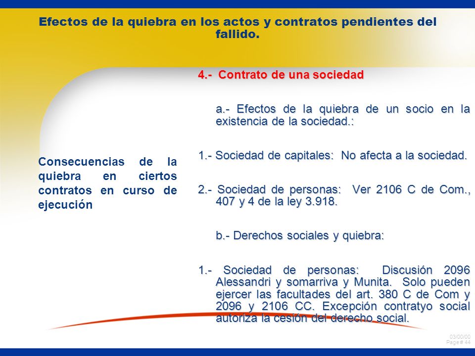 Efectos de la quiebra en los actos y contratos pendientes del fallido.