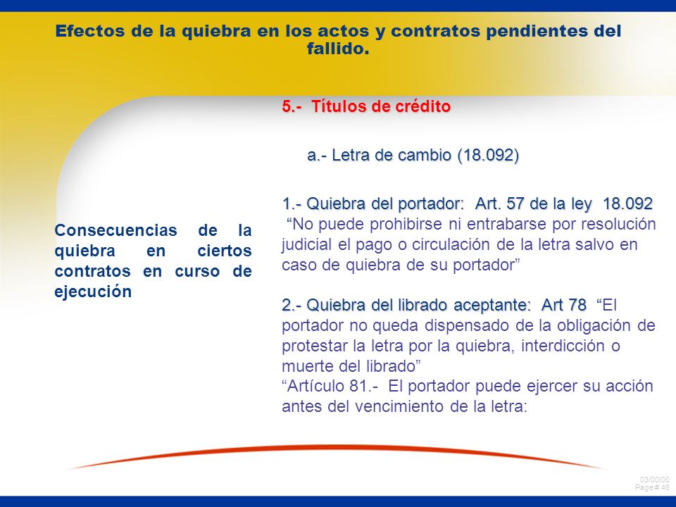Efectos de la quiebra en los actos y contratos pendientes del fallido.