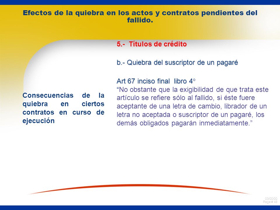 Efectos de la quiebra en los actos y contratos pendientes del fallido.