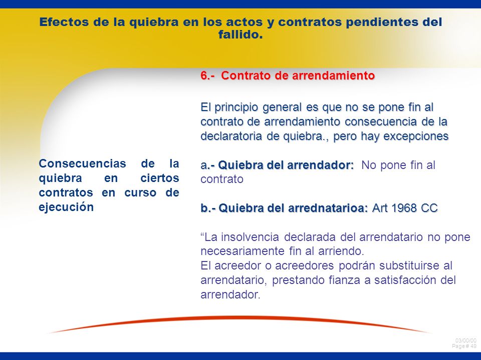 Efectos de la quiebra en los actos y contratos pendientes del fallido.