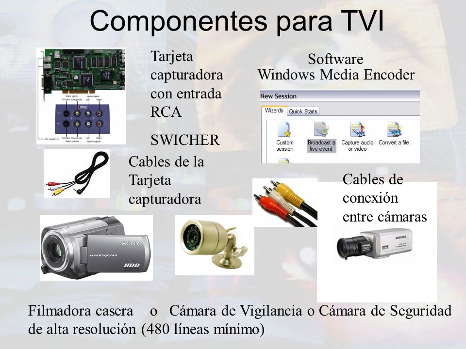 Componentes para TVI Tarjeta capturadora con entrada RCA Software