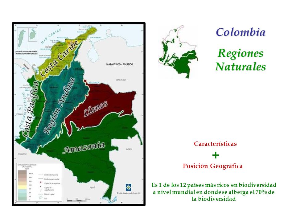+ Colombia Regiones Naturales Características Posición Geográfica