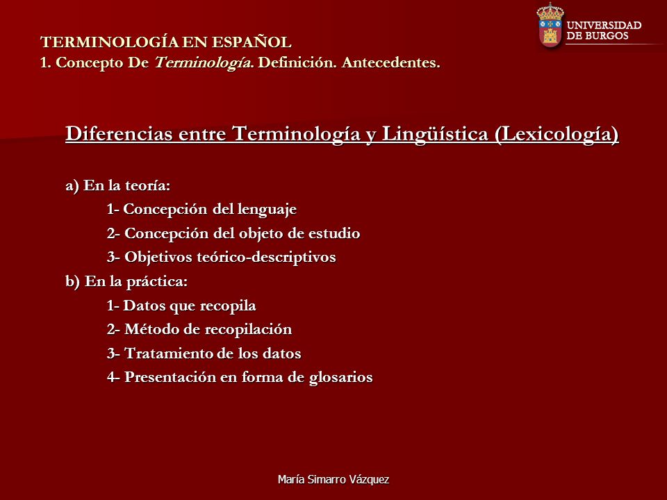 Diferencias entre Terminología y Lingüística (Lexicología)