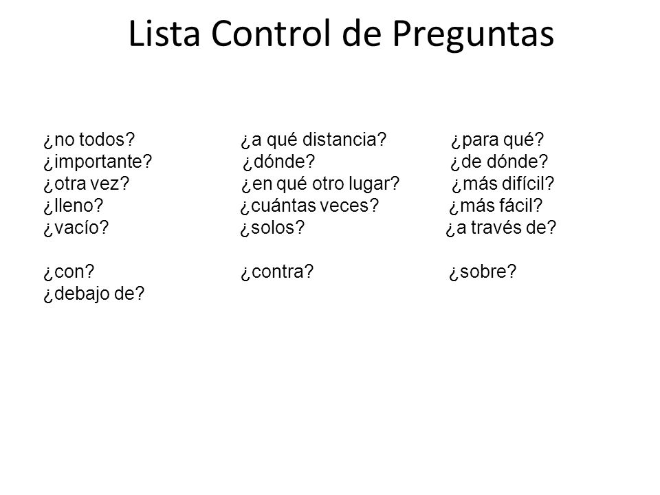 Lista Control de Preguntas