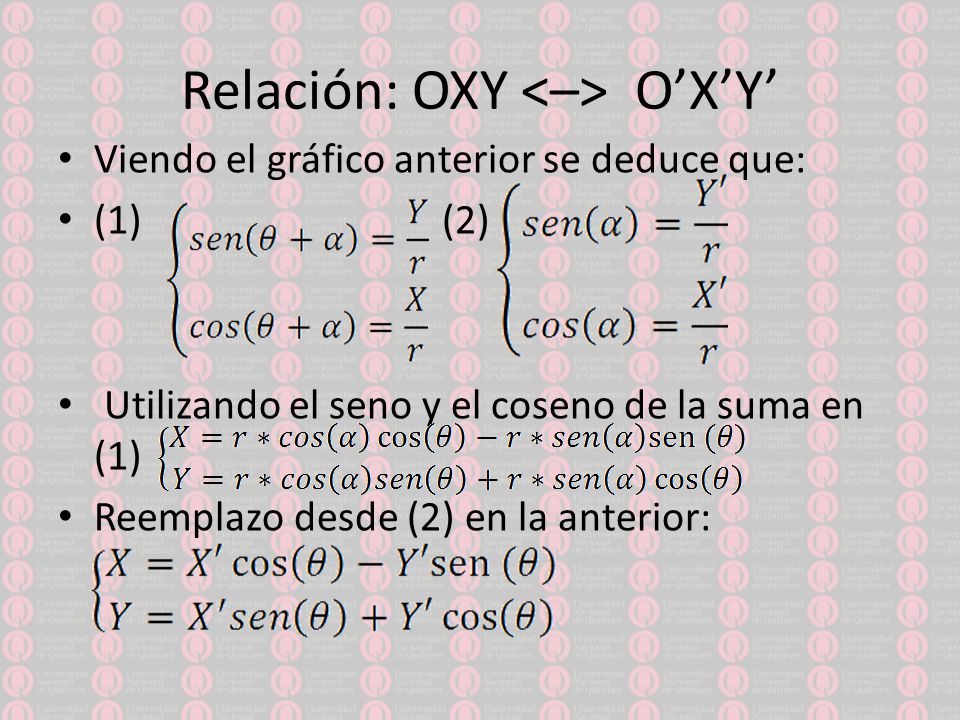 Relación: OXY <–> O’X’Y’