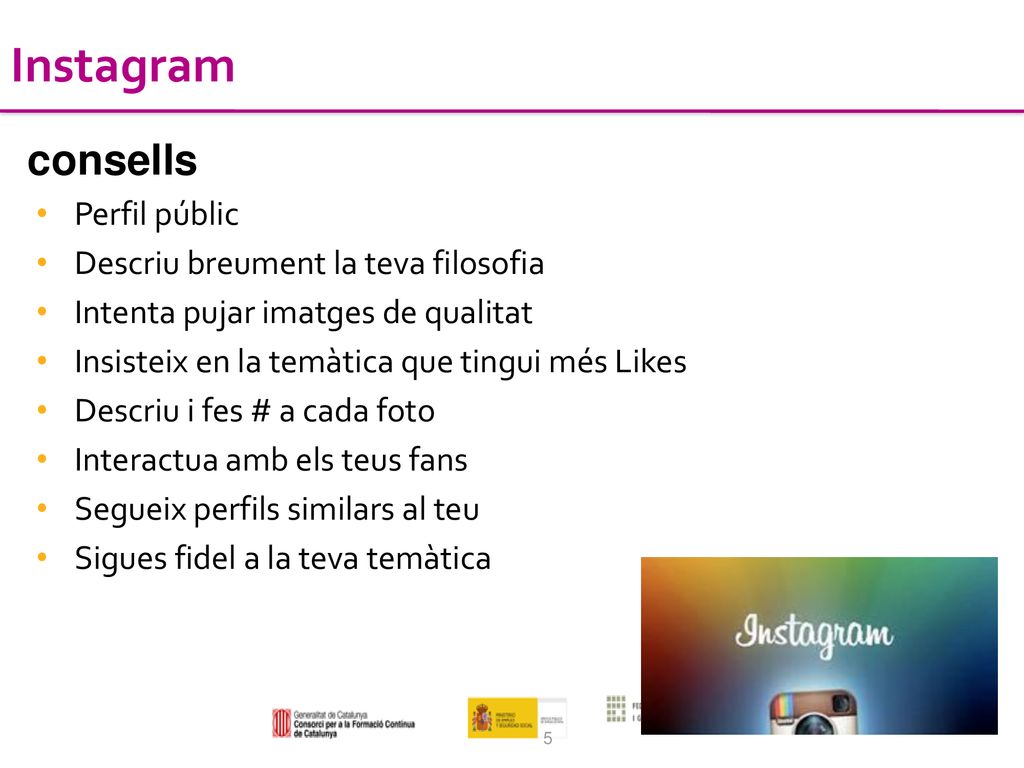Instagram consells Perfil públic Descriu breument la teva filosofia