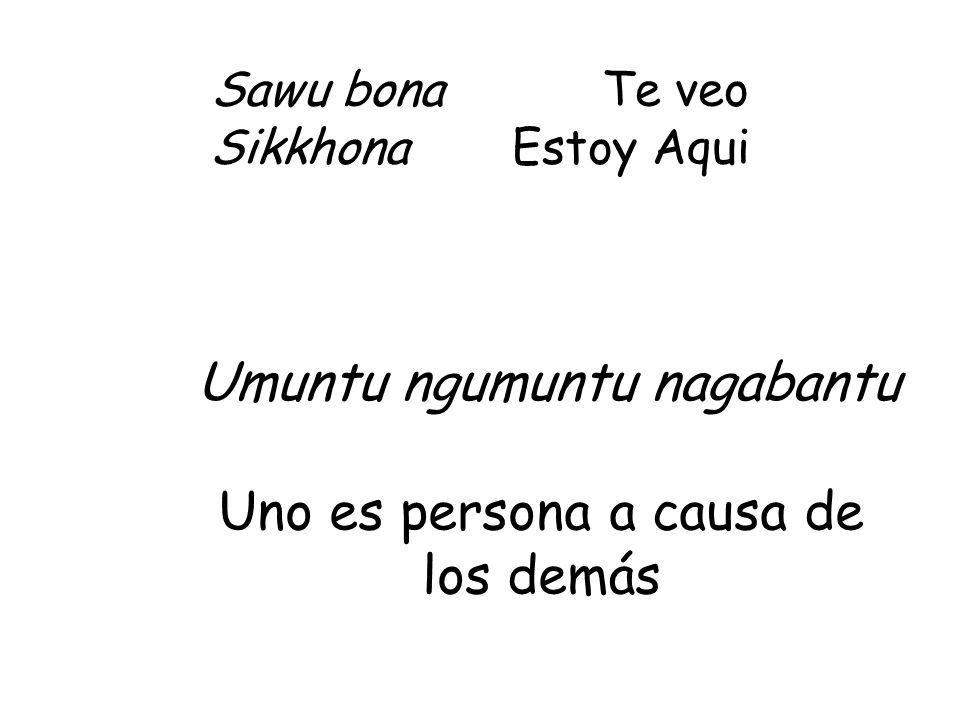 Sawu bona Te veo Sikkhona Estoy Aqui